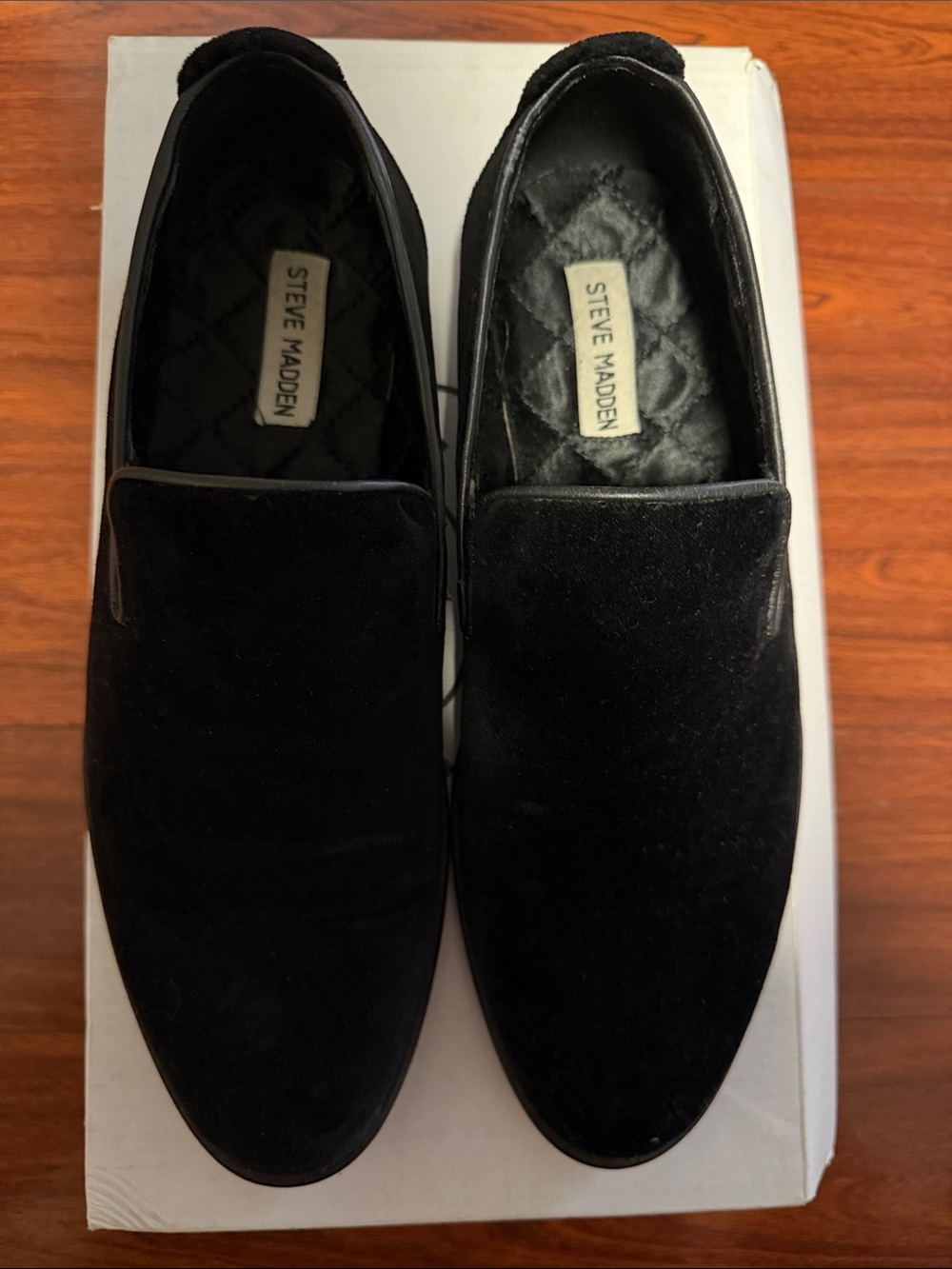 Steve Madden Black Velvet Slip-On Loafers for Men
